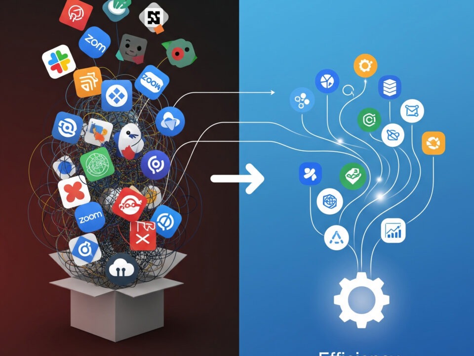 Organized digital tools and dashboards helping to reduce tech stack stress and streamline workflow