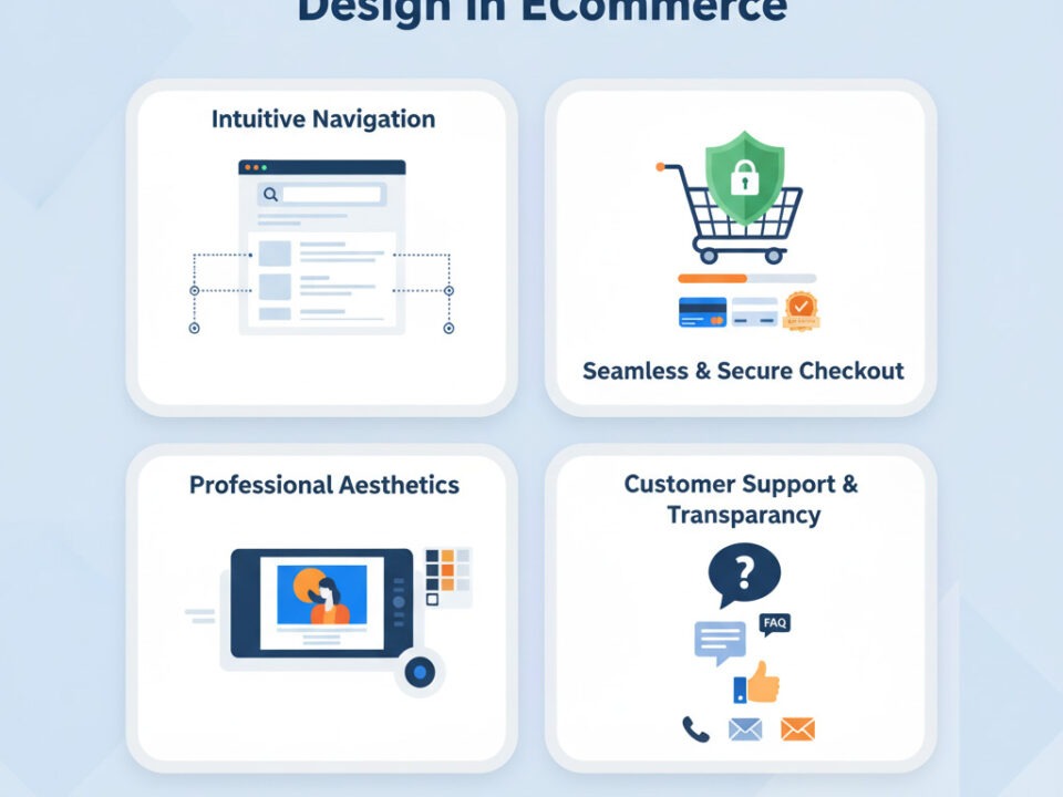 UX and UI design wireframes and interface prototypes displayed on a digital screen by IT WebSmith Inc.