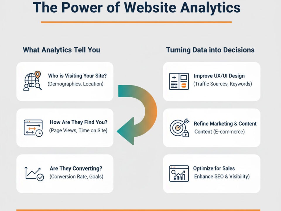 Dashboard displaying website analytics and performance data for IT WebSmith Inc.