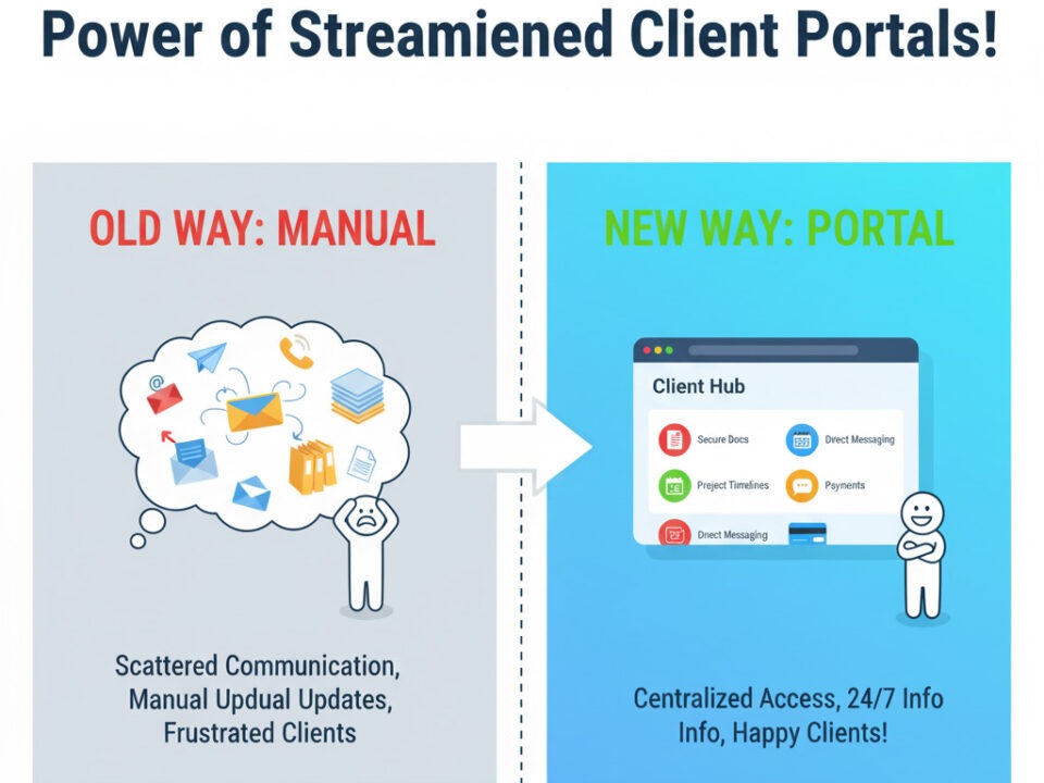 IT WebSmith Inc. client portal dashboard displaying project updates and support tickets