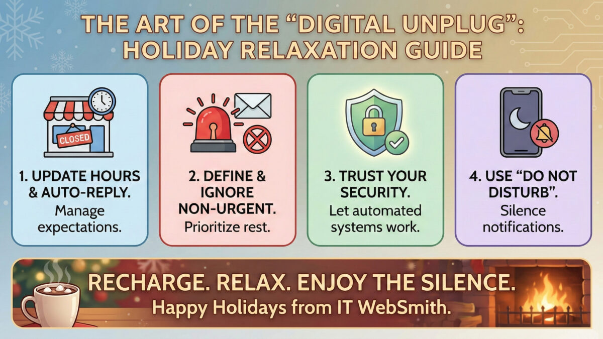 A serene scene depicting holiday relaxation and peaceful getaway at IT WebSmith Inc.