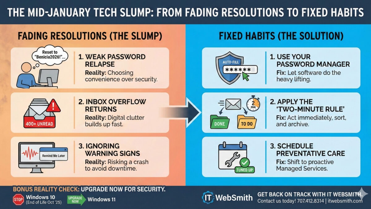 tech resolutions, mid-January slump, business technology