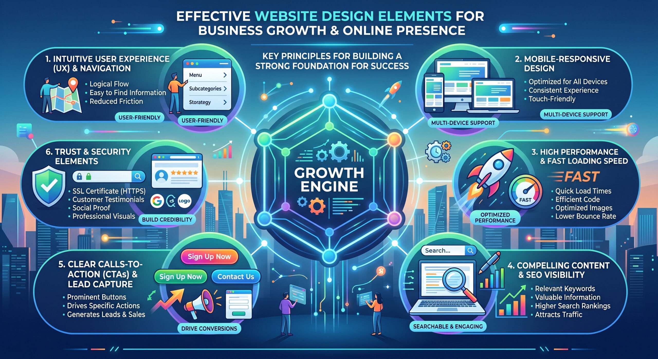 Effective website design elements for business growth and online presence.