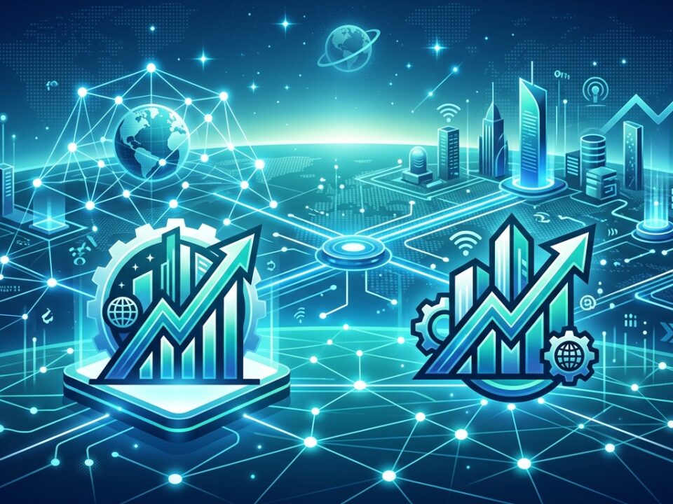 Online presence strategy illustration showing interconnected digital elements for business growth
